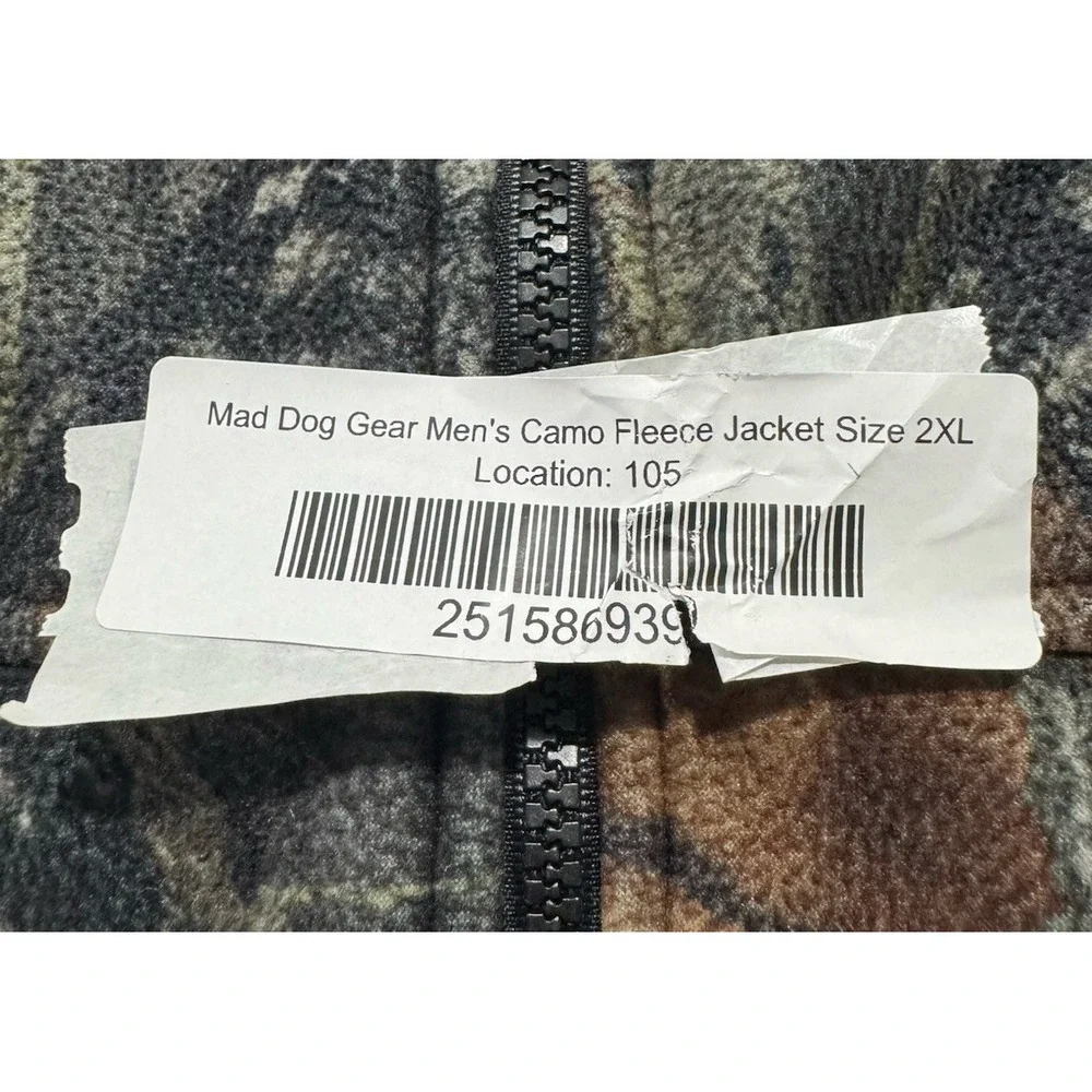Mad Dog Gear Mens 2XL Camo Full Zip Fleece Hunting Jacket Vintage 90s H237